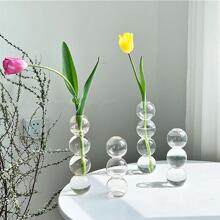 1pc Clear Flower Vase, Minimalist Glass Flower Vase For Home - Clear - View 1