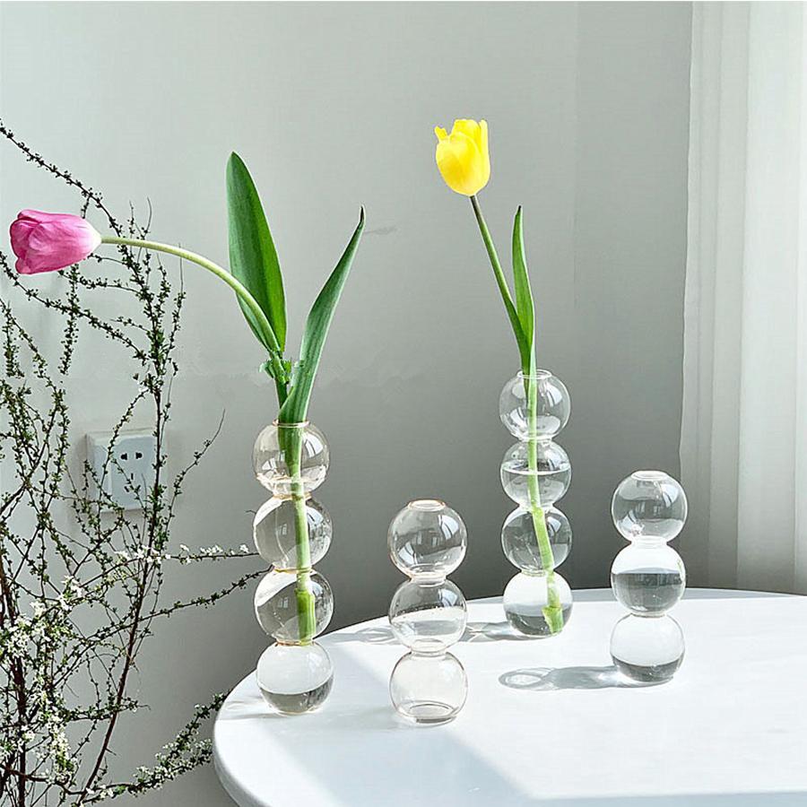 1pc Clear Flower Vase, Minimalist Glass Flower Vase For Home - Clear - View 1