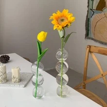 1pc Clear Flower Vase, Minimalist Glass Flower Vase For Home - Clear - View 6