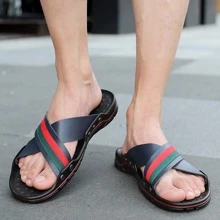 Dép nam sọc băng đính trang trí Criss Cross, dép mùa hè thông thường - Màu xanh lam - Xem 3