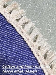 1pc Mandala Pattern Tassel Decor Rug - Blue - View 4