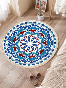 1pc Mandala Pattern Tassel Decor Rug - Blue - View 3