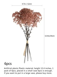6/12 Pcs Artificial Plants For Home Office Garden Fake Flower Plants, Baby Breath Flower Bouquets, Home Decorations For Wedding Flower Arrangements Parties, Table Vases, Garden Fake Flowers, Home Table Centerpieces, DIY Garland Flowers Artificial Flower Decorations - Brown - View 4