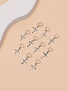 Bộ 10 chiếc kẹp tóc bạc cổ điển hình ba vòng, kiểu tết chéo, thích hợp sử dụng hàng ngày, đi học, làm phụ kiện đội đầu, ghim cài tóc. - Màu Bạc Cổ - Xem 3