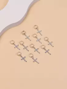 Bộ 10 chiếc kẹp tóc bạc cổ điển hình ba vòng, kiểu tết chéo, thích hợp sử dụng hàng ngày, đi học, làm phụ kiện đội đầu, ghim cài tóc. - Màu Bạc Cổ - Xem 2