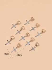 Bộ 10 chiếc kẹp tóc bạc cổ điển hình ba vòng, kiểu tết chéo, thích hợp sử dụng hàng ngày, đi học, làm phụ kiện đội đầu, ghim cài tóc. - Màu Bạc Cổ - Xem 4