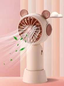 1pc ABS Mini Fan With USB, Modernist Ear Decor Handheld Fan For Home - Khaki - View 2