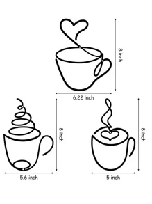 3 件式杯形设计壁挂，家居装饰，房间装饰，墙壁装饰 - 黑色 - 查看 3