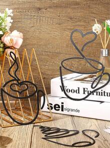 3 件式杯形设计壁挂，家居装饰，房间装饰，墙壁装饰 - 黑色 - 查看 4