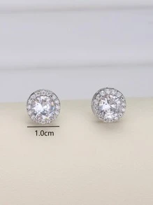 Bông tai trang trí bằng đá rhinestone - Bạc - Xem 3
