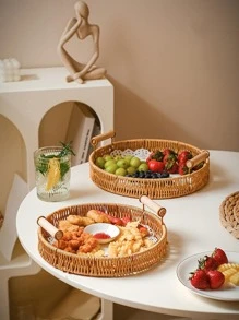 1入組圓形零食託盤 - 黃色 - 查看 5