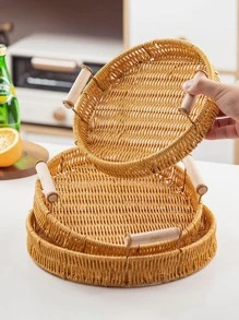 1入組圓形零食託盤 - 黃色 - 查看 1