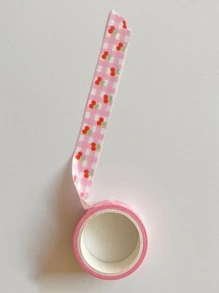 1卷格紋和櫻桃圖案和紙膠帶 - 粉色 - 查看 1