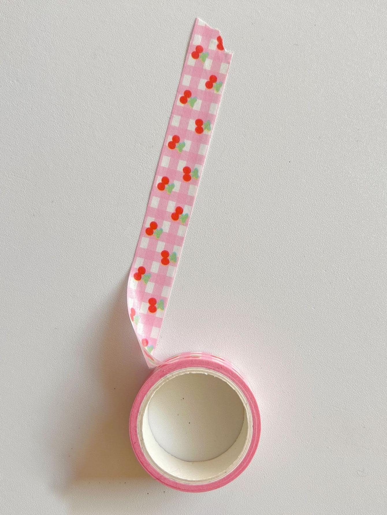 1卷格紋和櫻桃圖案和紙膠帶 - 粉色 - 查看 1