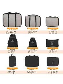 9 Chiếc Túi Đựng Đồ Du Lịch Họa Tiết Chữ Cái Có Thể Gập Lại Với Giày Túi đựng đồ vệ sinh cá nhân và giặt đồ Đồ dùng học tập Trang trí phòng Trang trí phòng ngủ Ký túc xá Cần thiết cho trường học Học sinh Giáo viên Du lịch Cần thiết cho du lịch Ba lô Túi du lịch Vali hành lý Dụng cụ du lịch Trở lại trường Di chuyển túi sắp xếp - màu đen - Xem 5