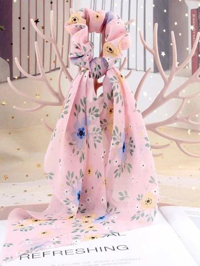 印花飄帶髮圈