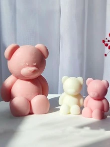 3D可愛卡通熊熊矽膠蠟燭模具，可DIY手工肥皂石膏模具，製作蠟燭所需材料，適用於生日派對婚禮禮品製作模具 - 無色 - 查看 4