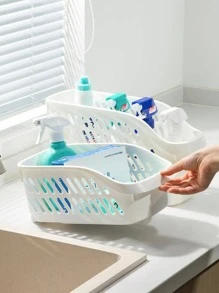 1 Miếng Đơn giản Xu hướng: Cắt giảm Giỏ lưu trữ trên máy tính để bàn Với bánh xe , Đối với Phòng bếp & Phòng tắm - trắng - Xem 5