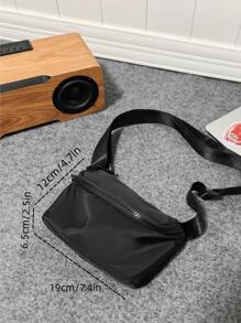 多功能男士簡約方包素色休閒風格單肩包斜挎包休閒包高中生大學生新生包 - 黑色 - 查看 3