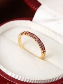 Nhẫn Trang Trí Đá Cubic Zirconia - Màu Hồng Tươi - Xem 1