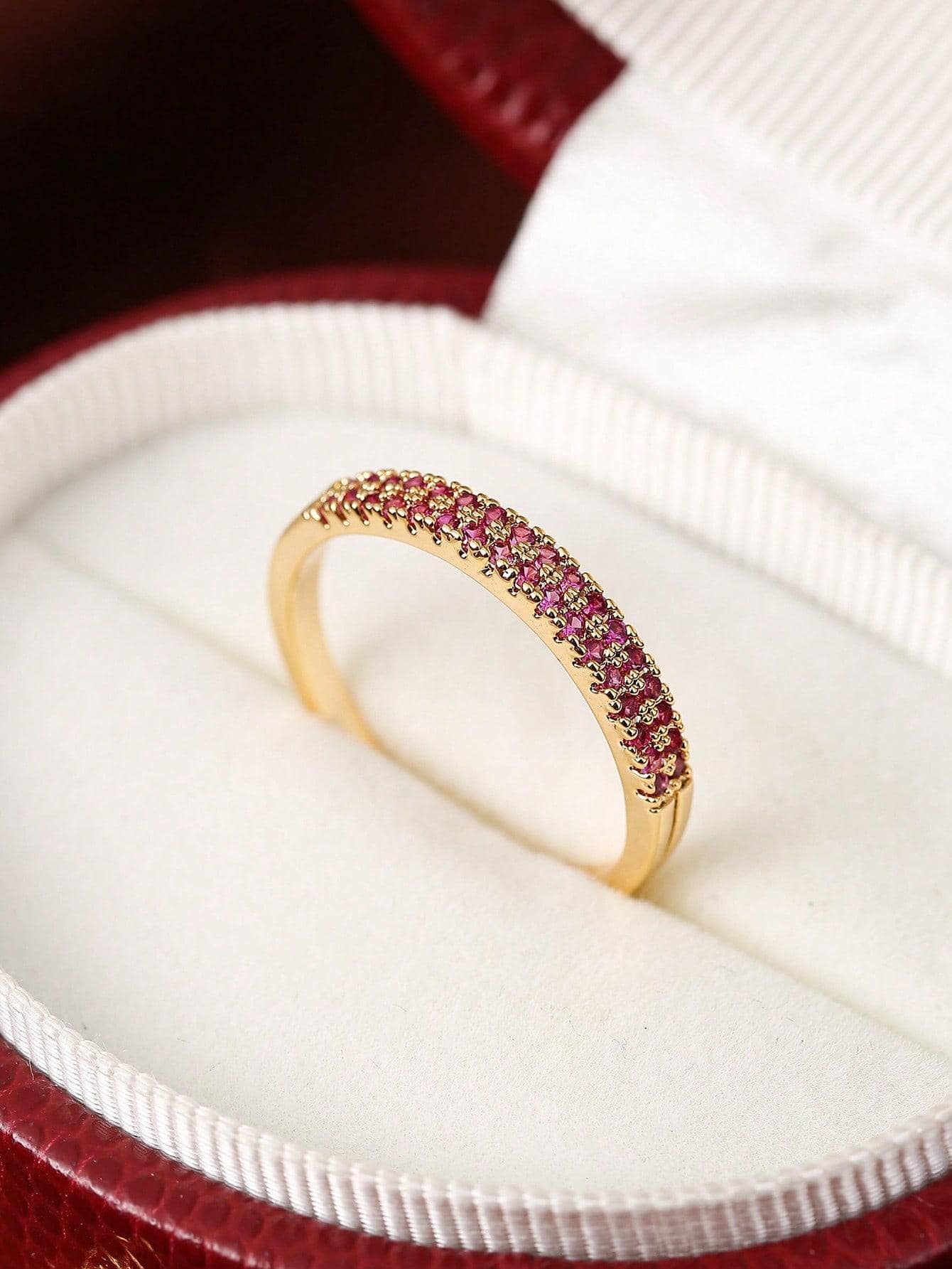 Nhẫn Trang Trí Đá Cubic Zirconia - Màu Hồng Tươi - Xem 1