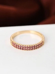 Nhẫn Trang Trí Đá Cubic Zirconia - Màu Hồng Tươi - Xem 2