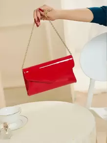 Lovely And Charming Simple PU Square Bag, Magnetic Closure, Elegant And Fashionable Clutch Bag, Suitable For Women's Birthday Parties, Evening Parties, Shoulder Bag , Valentine's Day , Valentine's Day - Red - View 8