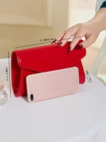 Lovely And Charming Simple PU Square Bag, Magnetic Closure, Elegant And Fashionable Clutch Bag, Suitable For Women's Birthday Parties, Evening Parties, Shoulder Bag , Valentine's Day , Valentine's Day - Red - View 7