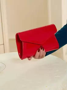Lovely And Charming Simple PU Square Bag, Magnetic Closure, Elegant And Fashionable Clutch Bag, Suitable For Women's Birthday Parties, Evening Parties, Shoulder Bag , Valentine's Day , Valentine's Day - Red - View 3