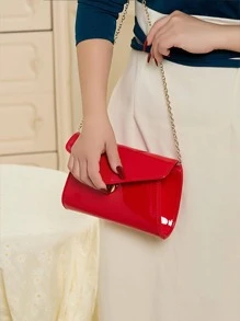 Lovely And Charming Simple PU Square Bag, Magnetic Closure, Elegant And Fashionable Clutch Bag, Suitable For Women's Birthday Parties, Evening Parties, Shoulder Bag , Valentine's Day , Valentine's Day - Red - View 9