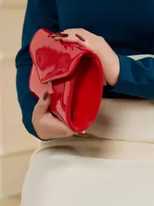 Lovely And Charming Simple PU Square Bag, Magnetic Closure, Elegant And Fashionable Clutch Bag, Suitable For Women's Birthday Parties, Evening Parties, Shoulder Bag , Valentine's Day , Valentine's Day - Red - View 4