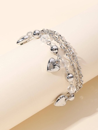 Hjärta Charm Layered Armband
