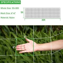 1pc 1.67 X 10 Meters 5 X 30Ft, Plant Trellis Netting, Heavy-Duty Polyester Grow Net, Garden Trellis Netting - White - View 5