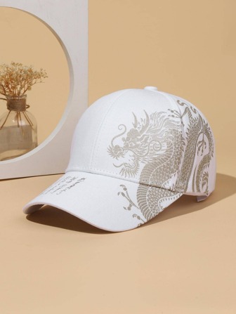 1 gorra de béisbol unisex con protección solar y estampado de dragón chino para hombres con estilo bohemio