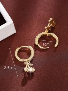 Bông tai hình quả anh đào đính đá Cubic Zirconia - Vàng - Xem 3