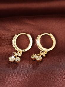 Bông tai hình quả anh đào đính đá Cubic Zirconia - Vàng - Xem 2