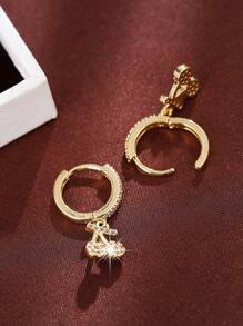 Bông tai hình quả anh đào đính đá Cubic Zirconia - Vàng - Xem 4