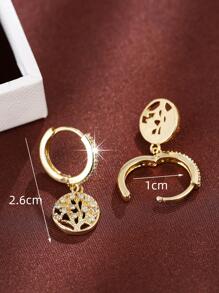 Bông tai thả cây Zirconia - Vàng - Xem 3
