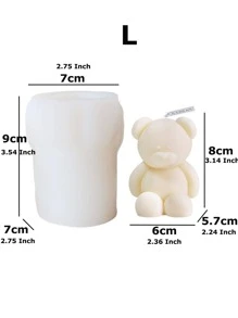 3D可愛卡通熊熊矽膠蠟燭模具，可DIY手工肥皂石膏模具，製作蠟燭所需材料，適用於生日派對婚禮禮品製作模具 - 無色 - 查看 9