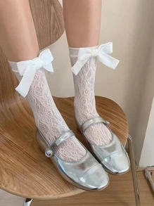 蝴蝶結裝飾中筒襪 - 彩色 - 查看 5