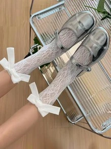 蝴蝶結裝飾中筒襪 - 彩色 - 查看 4