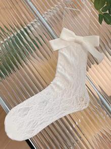 蝴蝶結裝飾中筒襪 - 彩色 - 查看 6