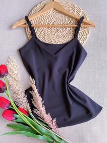 Tank Top Braided Shoulder Straps - 黑色 - 查看 1