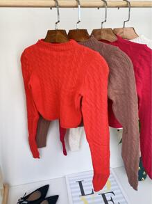 curto modal suéter feminino Inverno novo tamanho único 36/40 - Laranja - Visão 1