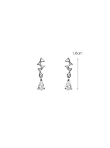 CHOSHILAR 1pair Cubic Zirconia Water Drop Earrings - Silver - View 5