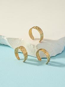 3入組/套紋理質感金屬腳趾環 - 金黃色 - 查看 3