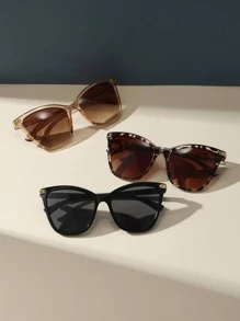 Boho風格3對女士玳瑁貓眼太陽眼鏡 - 彩色 - 查看 2