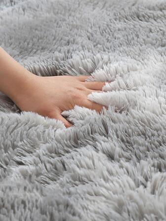 1 pieza Alfombra de piso unicolor de peluche moderno poliéster para casa