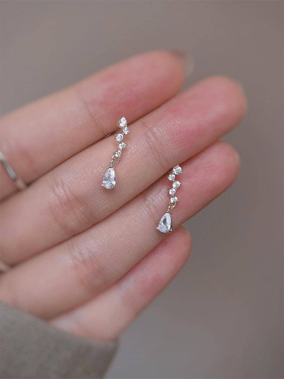 CHOSHILAR 1pair Cubic Zirconia Water Drop Earrings