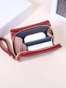 Flip Cover Three-fold Short Wallet With Multi Card Slots - Burgundy - View 2